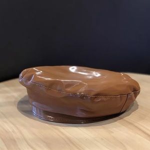 Fashion Ladies Women Girls Leather Beret Cap Newsboy Hat -Khaki